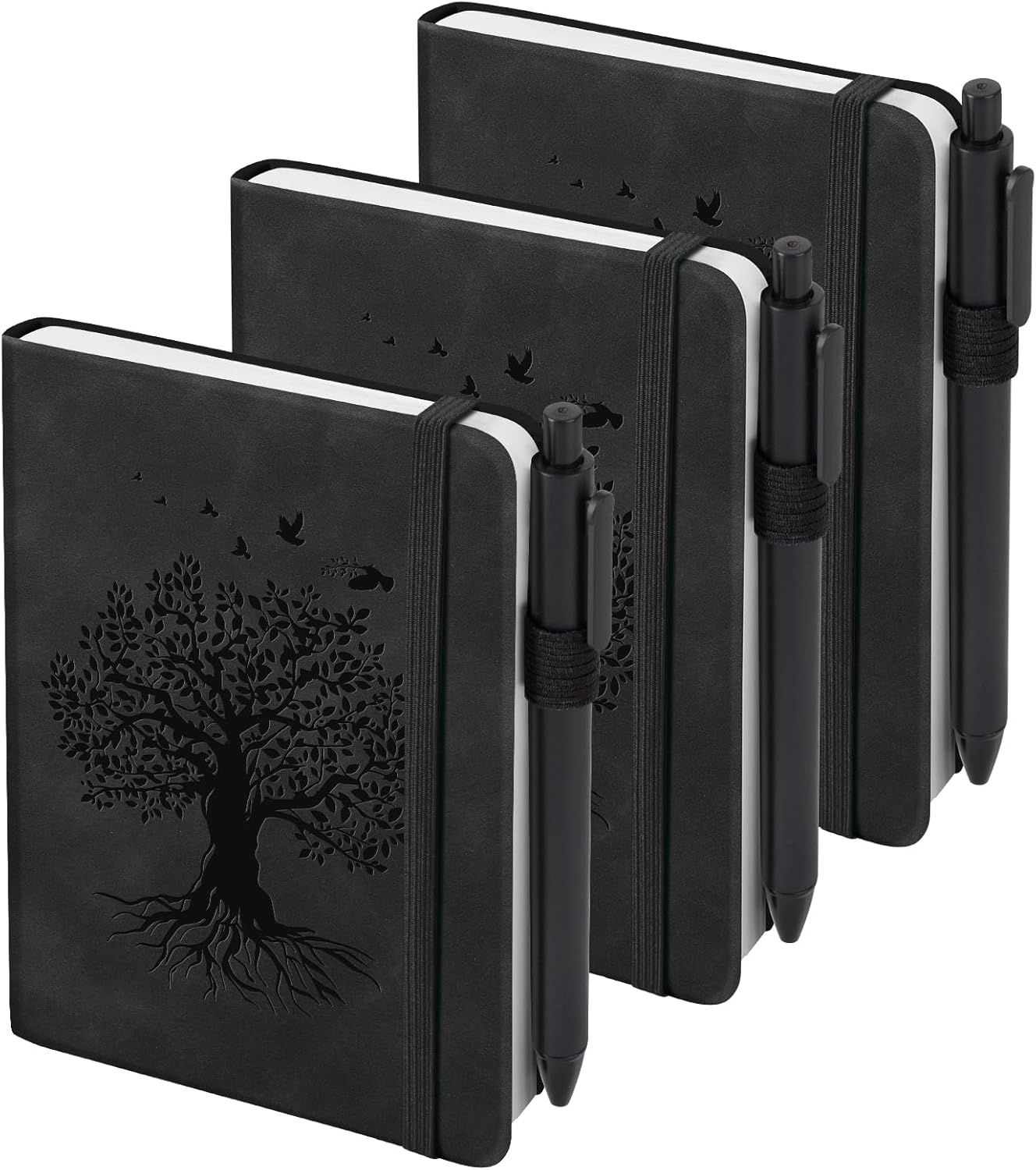 3 Pack Pocket Journaling Notebooks, A6 Small Notebook For Note Taking Journaling Notebooks Journals For Writing Mini Note Pads With Pen Holder 120 Pages 100 GSM Thick Paper(Nude, Brown, Forest Green)