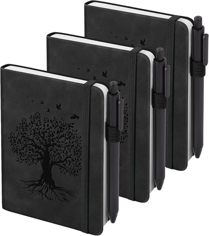 3 Pack Pocket Journaling Notebooks, A6 Small Notebook For Note Taking Journaling Notebooks Journals For Writing Mini Note Pads With Pen Holder 120 Pages 100 GSM Thick Paper(Nude, Brown, Forest Green)