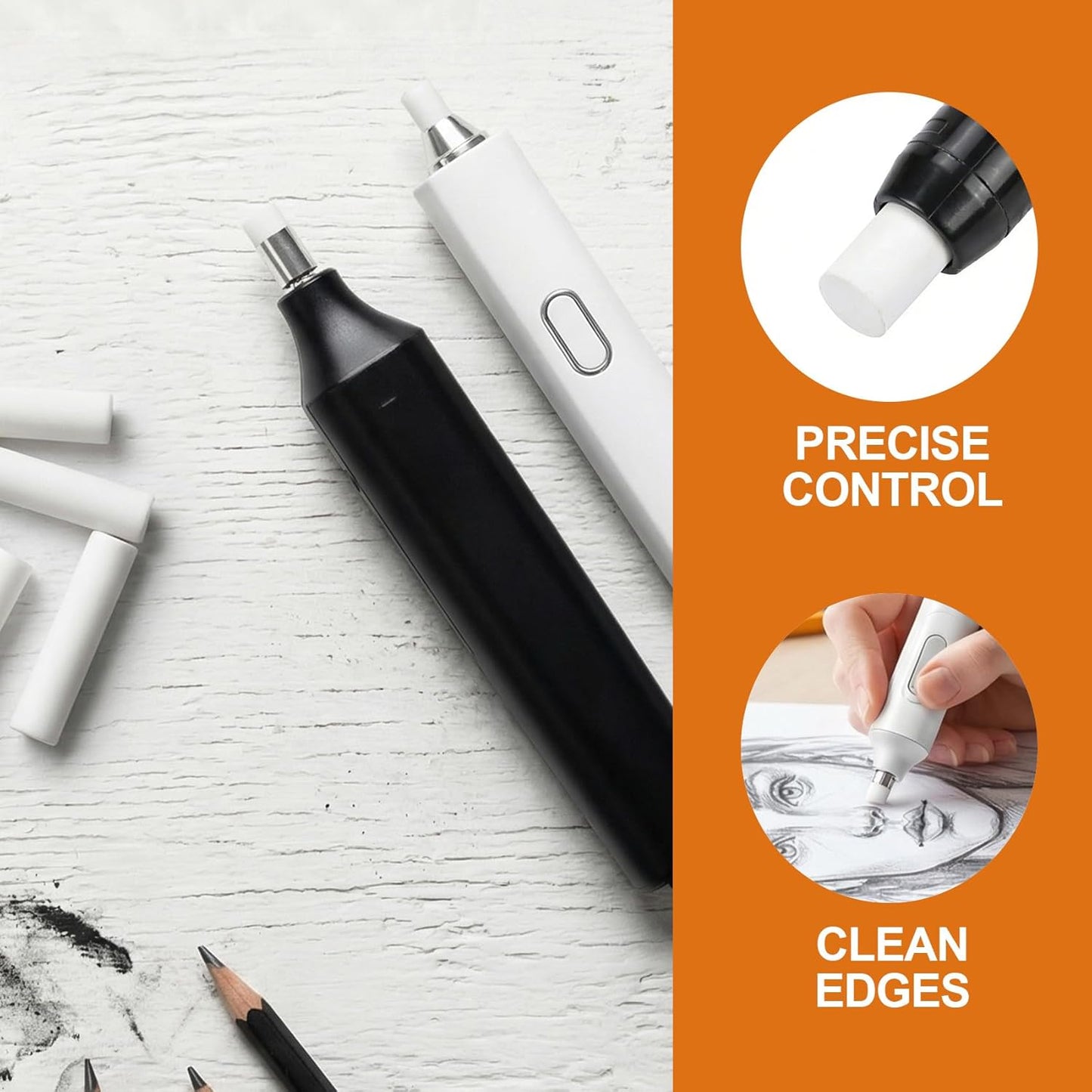 50 Pcs Mechanical Pencil Eraser Refills, White Refill Erasers for Propelling Pencils, Universal Traceless Eraser Replacement for Office Notebook Drafting