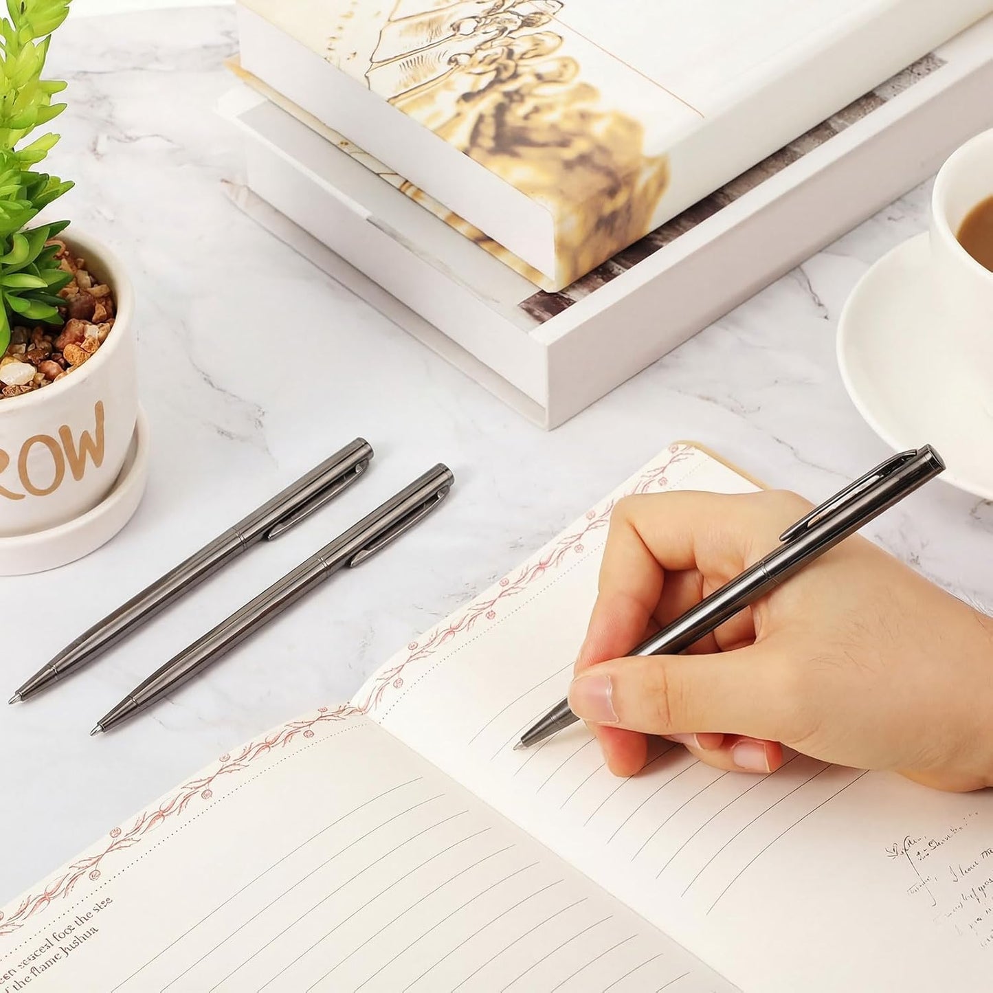 Zonon 240 Pcs Gold Metal Slim Ballpoint Pens Bulk Retractable Metallic Black Ink 1 mm Medium Point Smooth Writing Pens for Wedding Business Office Supplies Students Teachers Men Women Present