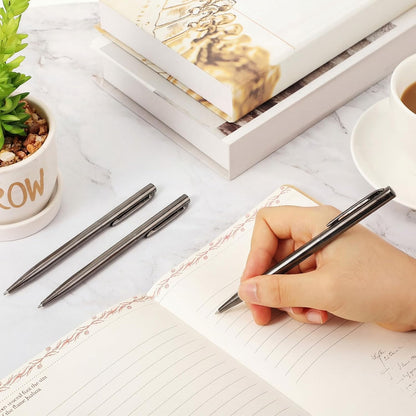 Zonon 240 Pcs Gold Metal Slim Ballpoint Pens Bulk Retractable Metallic Black Ink 1 mm Medium Point Smooth Writing Pens for Wedding Business Office Supplies Students Teachers Men Women Present