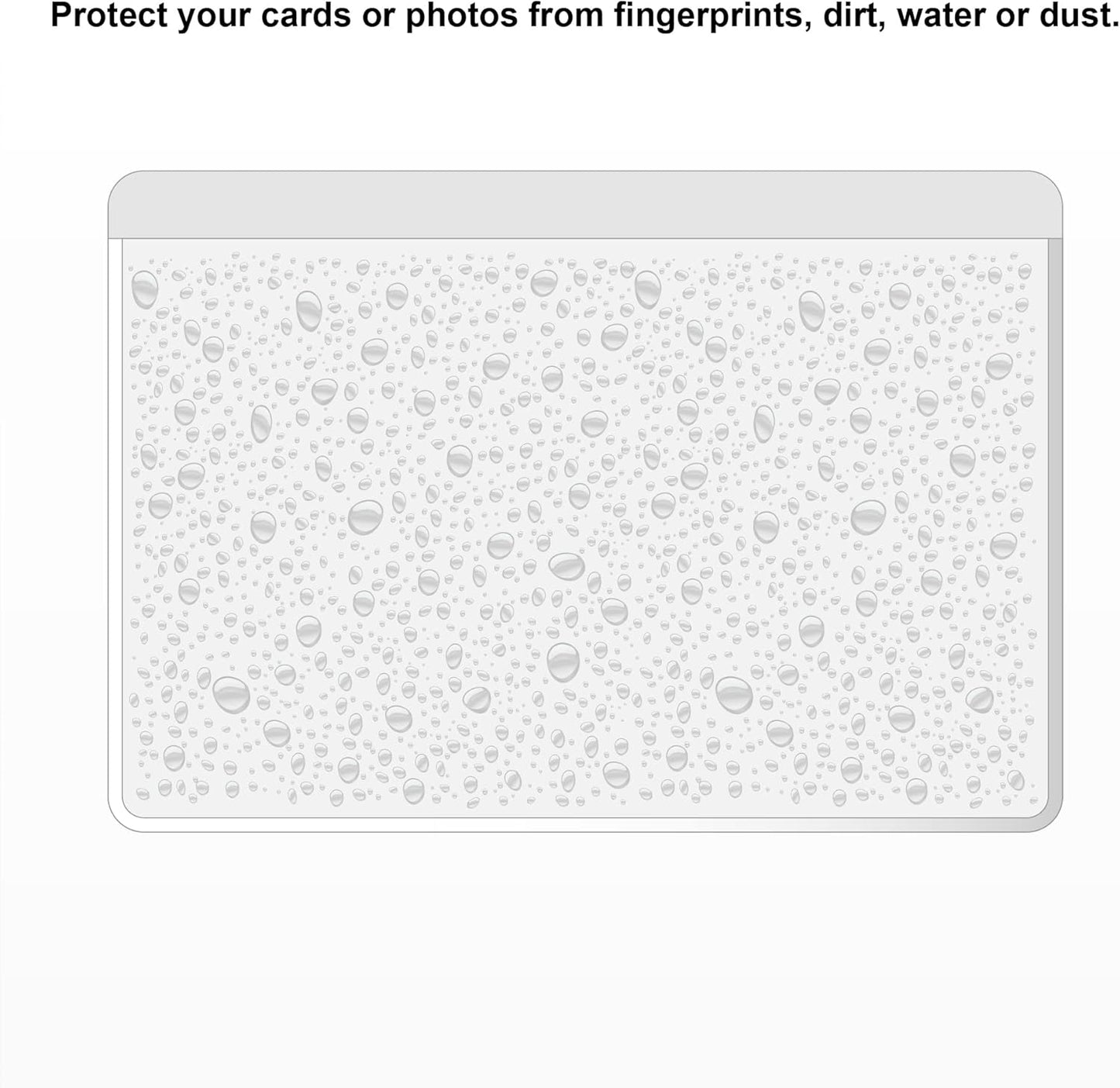 Clear Adhesive 3" x 5" Index Card Pockets With Top Open Loading, 50 Pack, Plastic Labels Holders for Storage Bins and Library, Ideal for Organizing and Protecting Your Cards