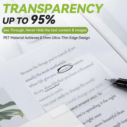6 Pads Transparent Sticky Notes with Sticky Tabs, Tecolu 3x3 inch Clear Sticky Notes【Waterproof, 5X Adhesive Strength】, See-Through Translucent Sticky Notes for School Office Bible Study Supplies