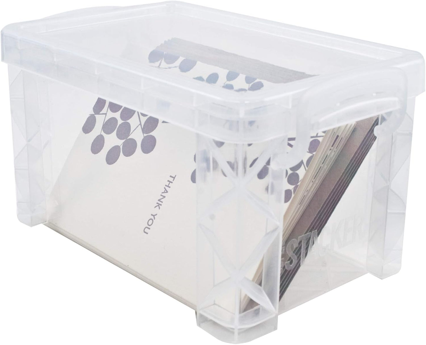 Advantus 40307 Super Stacker Storage Boxes, Hold 400 3 x 5 Cards, Plastic, Clear