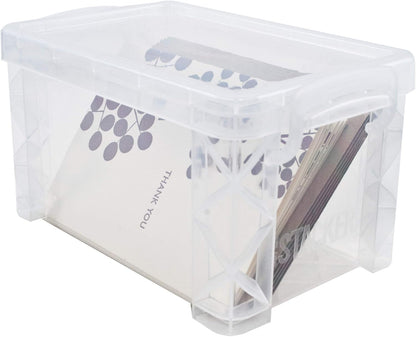 Advantus 40307 Super Stacker Storage Boxes, Hold 400 3 x 5 Cards, Plastic, Clear