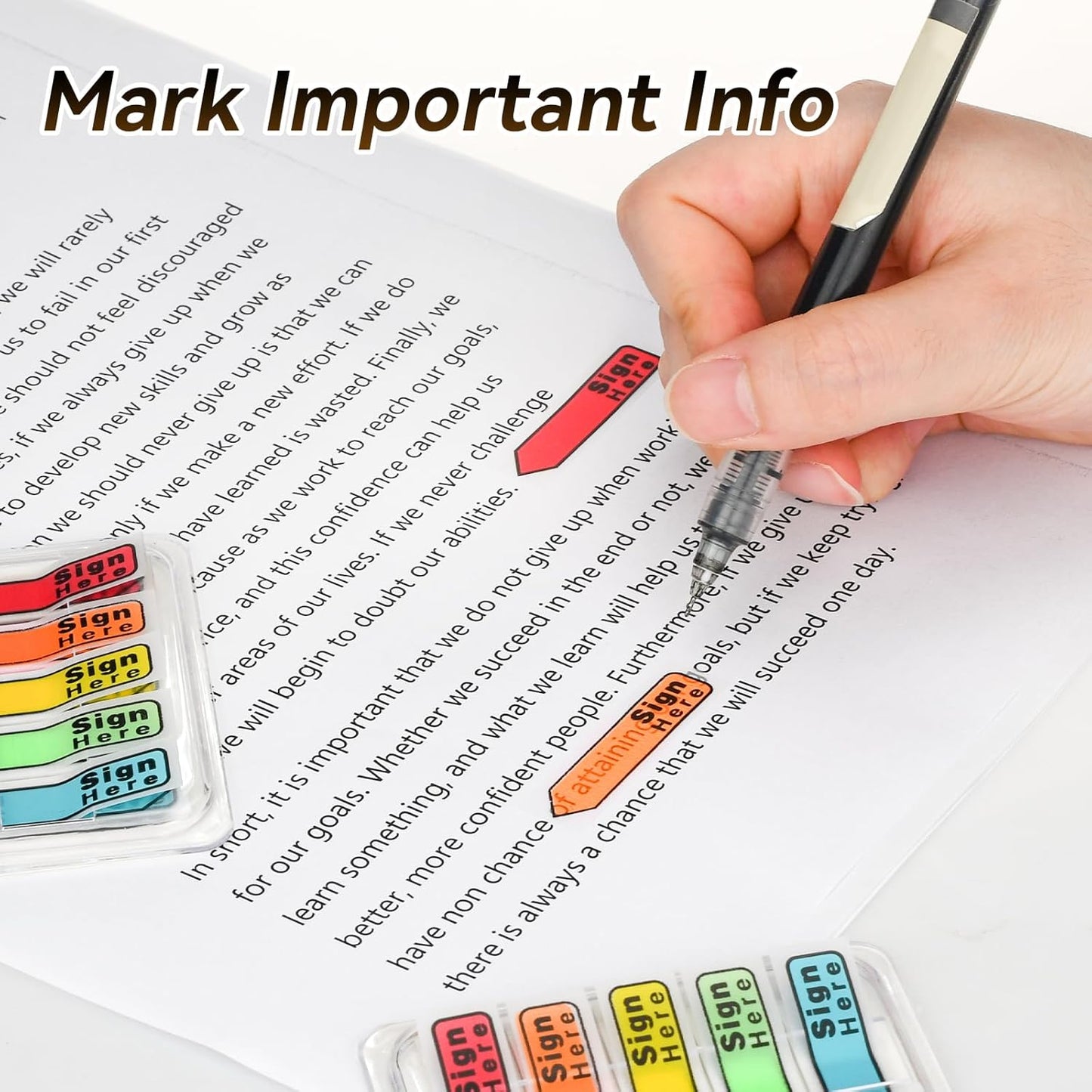 Sign Here Tabs, 2400 Pcs/24 Packs Date Stickers 5 Colors With Dispenser Arrow Flags Easy to Post for Notary Books Paper