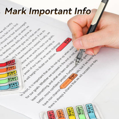 Sign Here Tabs, 2400 Pcs/24 Packs Date Stickers 5 Colors With Dispenser Arrow Flags Easy to Post for Notary Books Paper