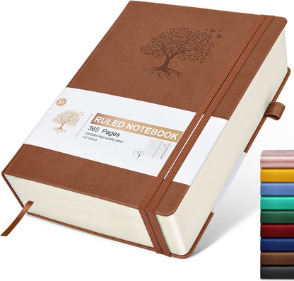 Lined Journal Notebook -365 Pages A5 Thick Journals for Writing Ruled Notebook, Hardcover Leather Journal for Women Men Daily Journal Notebook for Work, Note Taking, 100Gsm Lined Paper( 5.75'' X 8.38'' Green)