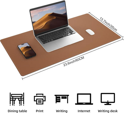 Large Desk Mat 47.2" x 17" Leather Desk Pad Protector with Natural Cork & PU Leather, Non-Slip Office Desk Mat, Large Mouse Pad, Waterproof Desk Blotter pad for Office&Home(Black)