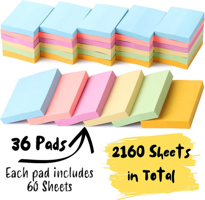 Mr. Pen- Small Sticky Notes, 1.5"x2", 36 Pads, 2160 Sheets, Bright Colors, Mini Sticky Notes Bulk, Self-Stick Note Pads, Perfect for Office, School, Home, Study & Organization