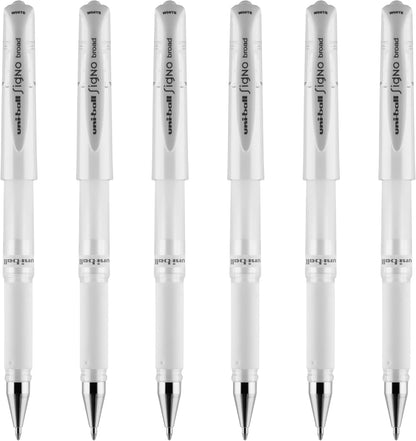 uniball Signo Gel Impact Pens, Bold Point (1.0mm), Metallic Pink Ink, 6 Pens