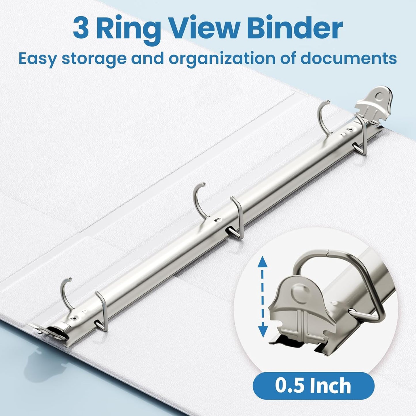 SUNEE 3 Ring Binder 2 Inch, Clear View Binder Three Ring PVC-Free (Fit 8.5x11 Inches) for School or Office Supplies, Light Purple, 1 Pack