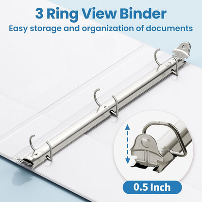 SUNEE 3 Ring Binder 2 Inch, Clear View Binder Three Ring PVC-Free (Fit 8.5x11 Inches) for School or Office Supplies, Light Purple, 1 Pack