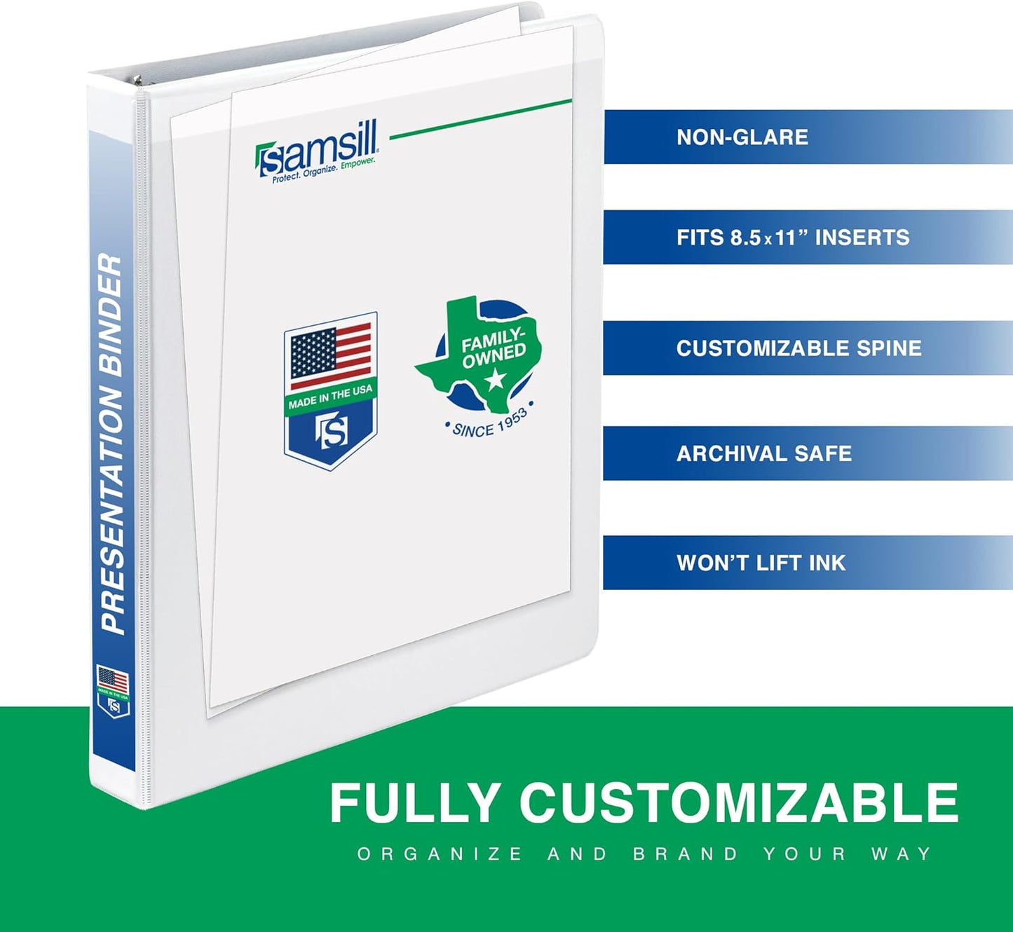 Samsill 1.5 Inch 3 Ring Binders, Economy Round Ring, Clear View Cover, 325 Sheet Capacity - for School, Home, Office - White, 4 Pack