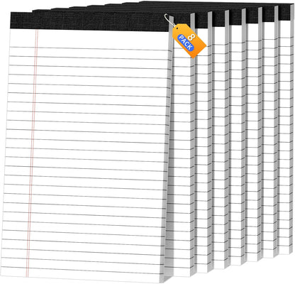 5x8 Legal Pads Writing Pad Note Pads, 8 Pack College Ruled Lined Paper Pad, White Perforated Notebook, Premium Notepads for School Office Home, 30 Sheets/Pack