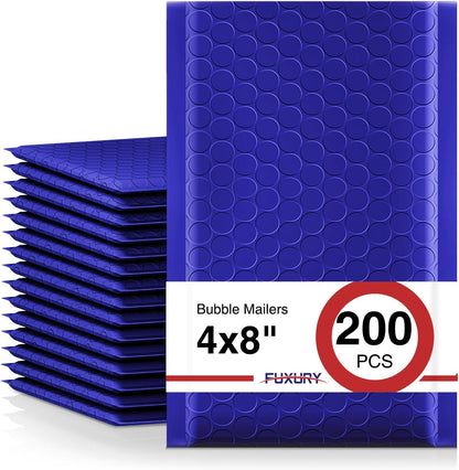 Fuxury Black Bubble Mailers 4x8" 200 Pack Waterproof Padded Envelopes Self Seal Bubble Envelopes Usable Size 4x7" Padded Mailers for Small Business Shipping Envelope Mailers