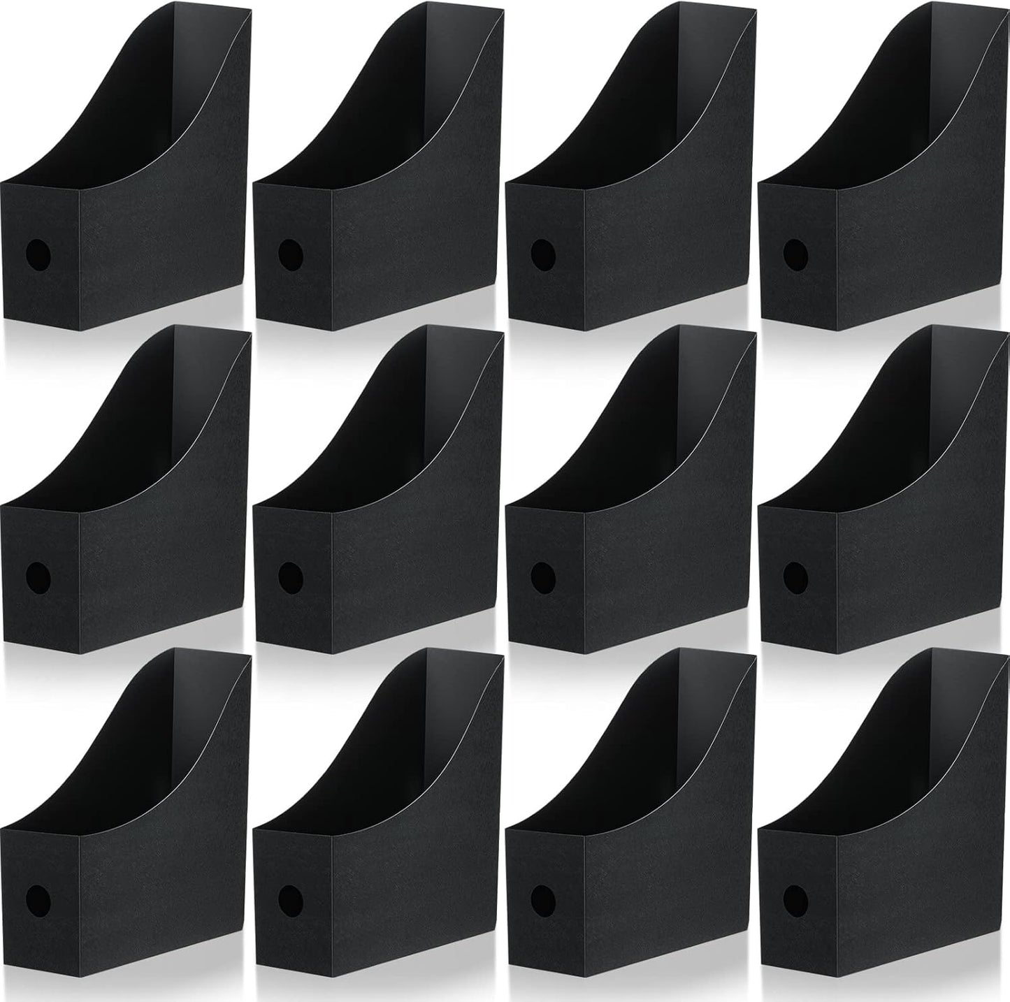 Geyee 12 Pack Magazine File Holder Plastic Desk Organizer Magazine Holder Storage Heavy Duty File Boxes for Home Storage and Office Organization(Black)