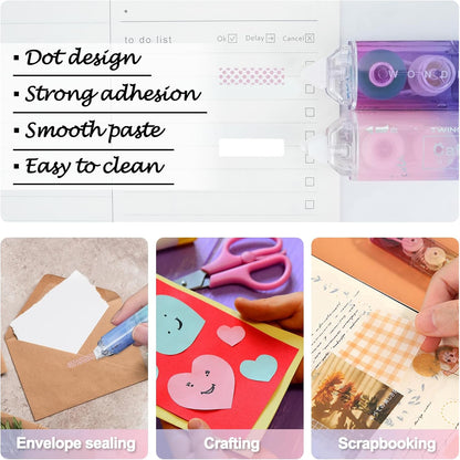 RETON 6 Pcs White Out Correction Tape, 2 in 1 Correction Tape and Double Sided Tape Roller, Cute Cat Paw Correction Tape Pen with Adhesive Glue Tape Roller Runner for School Office Scrapbook Supplies