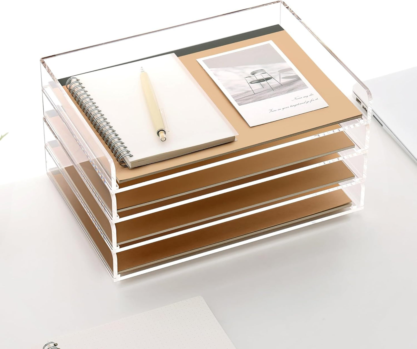 2 Pack- Stackable Paper Letter Tray, A4 File Tray Desk Organizer, Acrylic Desk Organizers and Accessories Sorter, Clear Workspace Office Supplies Organizers, 12.4inx8.86inx3.46in