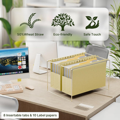 XINGIA Wheat Straw Reinforced Hanging File Folders Legal Size,4 Inch Expansion File Organizer,6 Pack Extra Capacity File Cabinet Folders for Bulky Files,Medical Charts,Filing Folders Hanging with Tabs