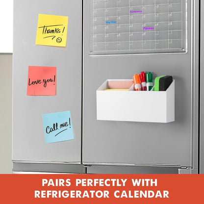 Magnetic Dry Erase Marker Holder, Acrylic Magnet Pen Holder for Whiteboard, Refrigerator, Magnetic Fridge Organizer for Office, Classroom, Whiteboard Maker Holder, Locker Organizer