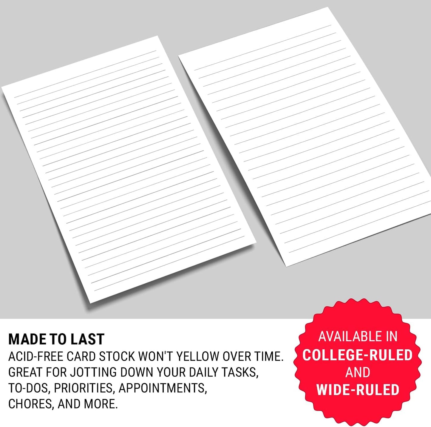 321Done Ruled Notepad Lined Notepad - Made in USA, White - Half Size (5.5x8.5), Wide-Ruled