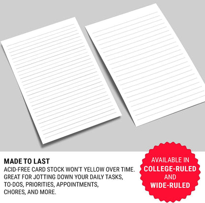 321Done Ruled Notepad Lined Notepad - Made in USA, White - Half Size (5.5x8.5), Wide-Ruled