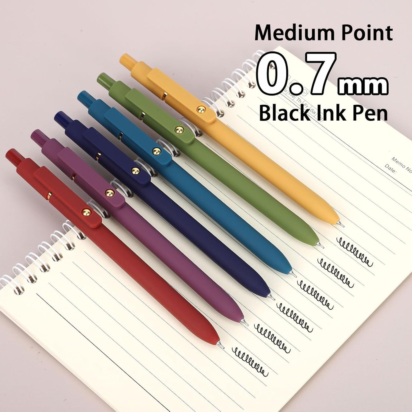 FIOVER 5pcs Gel Pens Quick Dry Ink Pens Fine Point Premium Retractable Rolling Ball Gel Pens Black Ink Smooth Writing for School Office Home