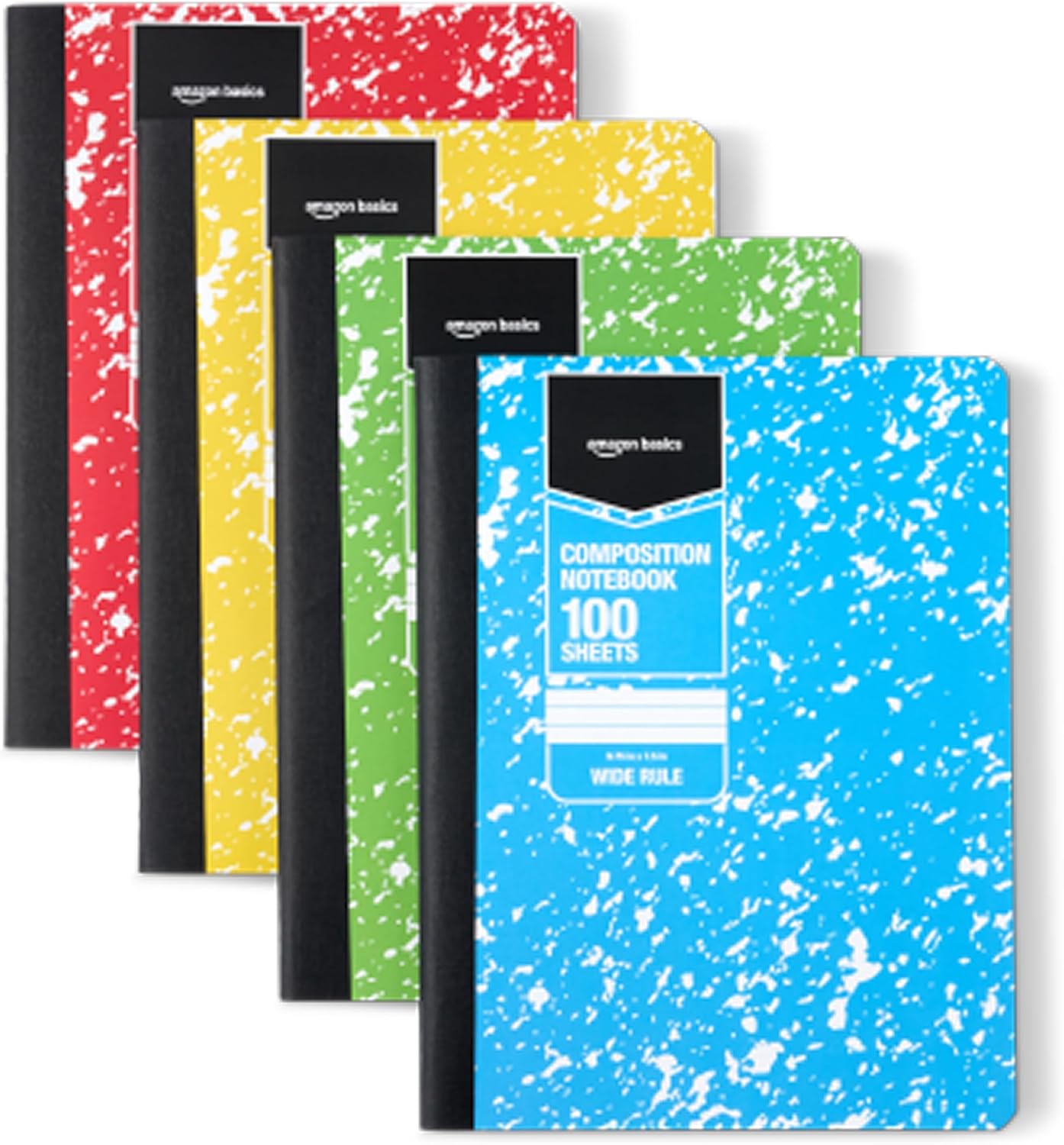 Amazon Basics Composition Notebook, College Ruled, 100 Sheets, 9.75" x 7.5", Assorted Marble Colors, 12-Pack