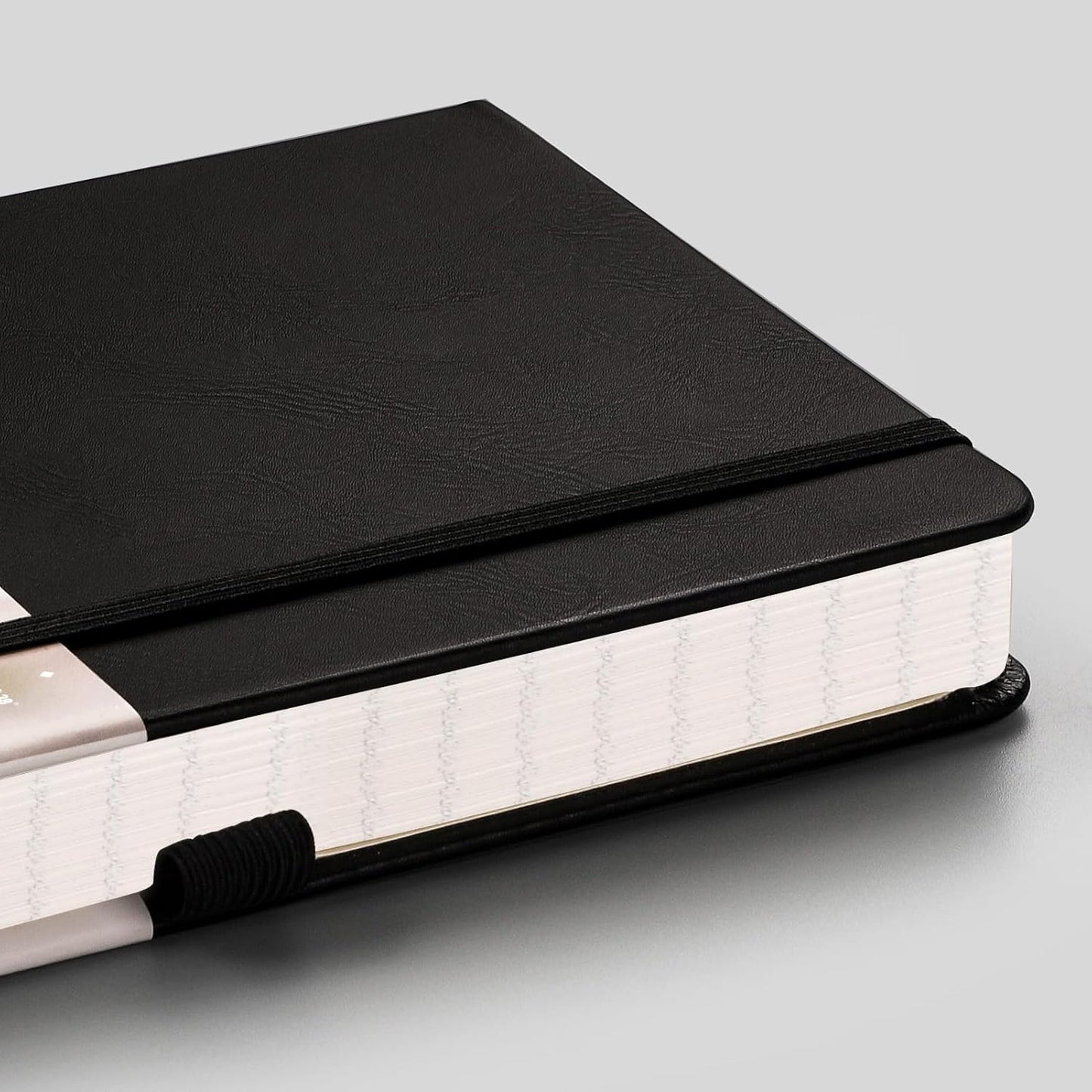 EMSHOI Graph Paper Notebook - 256 Pages A5 Graph Notebook/Journal, Hard Cover, 120gsm Thick Paper, Smooth PU Leather, Inner Pocket, 5.75'' × 8.38''-Black