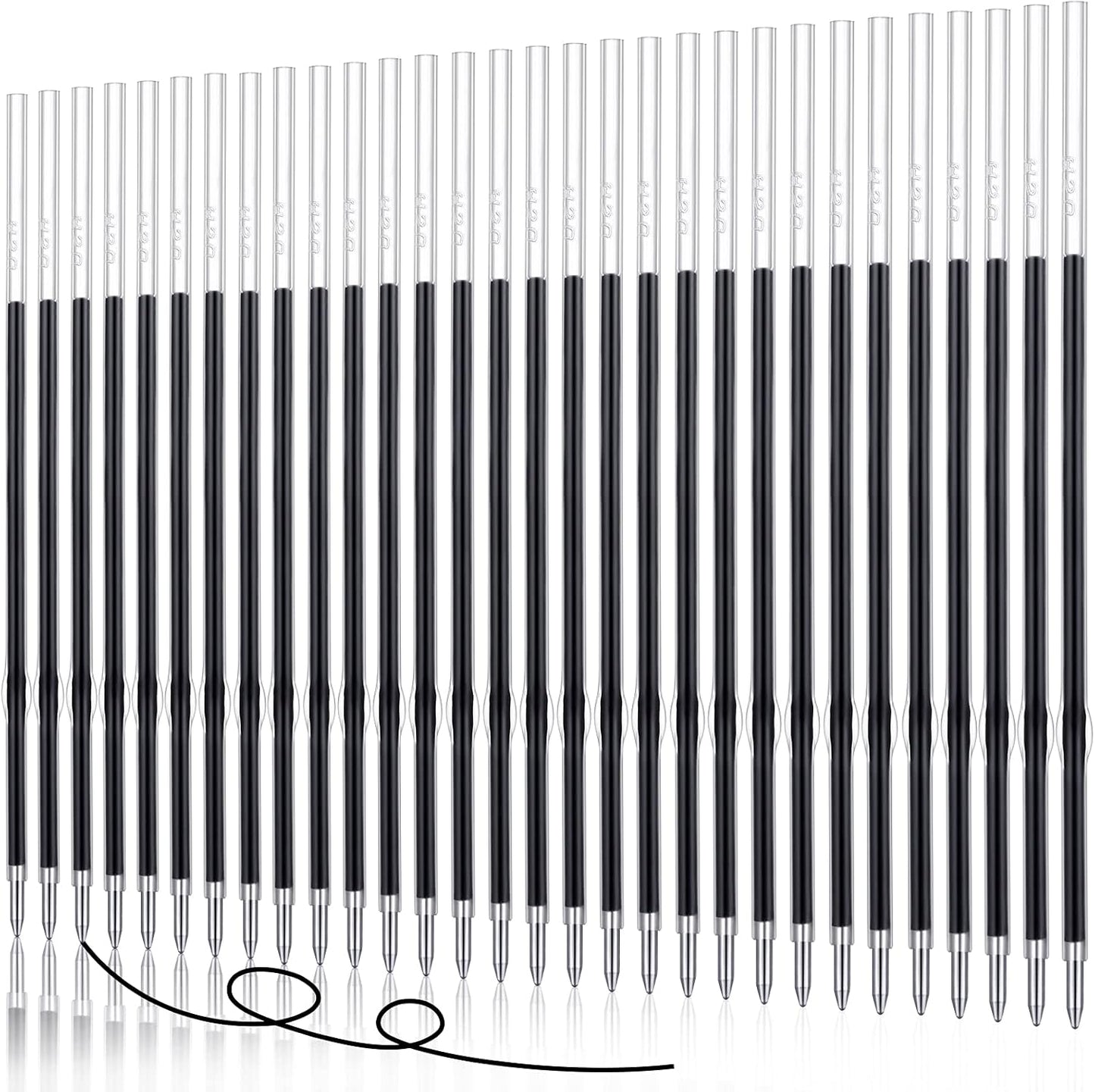 30 Piece Black Ink Pen Refills, 1 mm Ballpoint Refills Replacement Ballpoint for Click Retractable Pens Office College Supplies