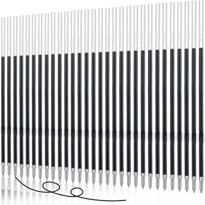 30 Piece Black Ink Pen Refills, 1 mm Ballpoint Refills Replacement Ballpoint for Click Retractable Pens Office College Supplies