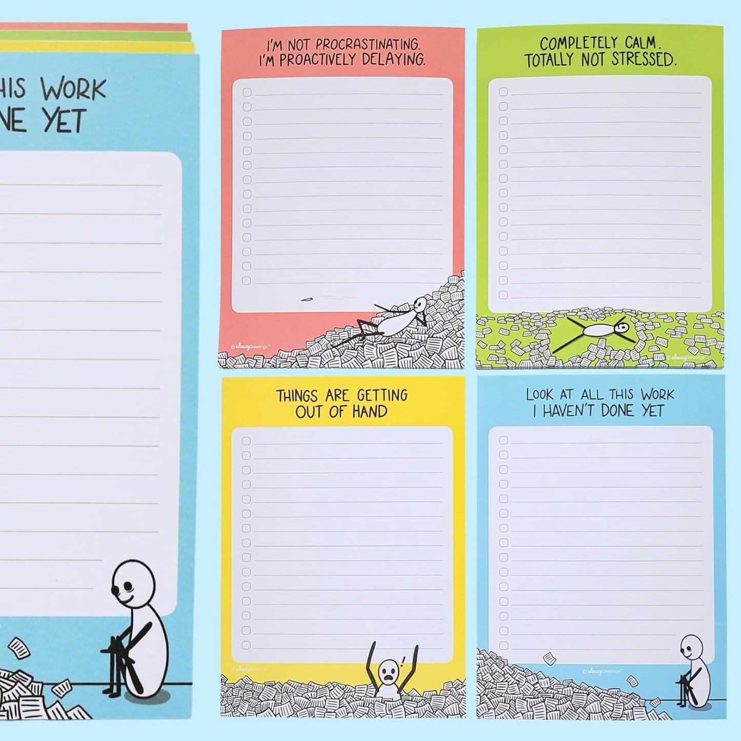 Sleazy Greetings Funny To Do List Notepad (4 Large Notepads) - 5 x 7-Inches Sarcastic Memo Pad Grocery Lists Note Pads - Funny Teacher Office Coworker Gifts for Women