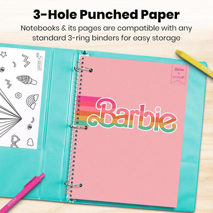 Yoobi College Ruled 8 x 10.5” Spiral Notebook Set – 3-Pack of 1 Subject Notebooks, Pink, Purple & Black Celestial Patterns – 150 Perforated 3-Hole Punched Sheets
