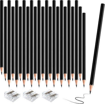 36 PCS Black Colored Pencils, Pre-sharpened Professional Wooden Art Pencils Set for Artists Painting | Premium Drawing Sketching Supplies (Black)