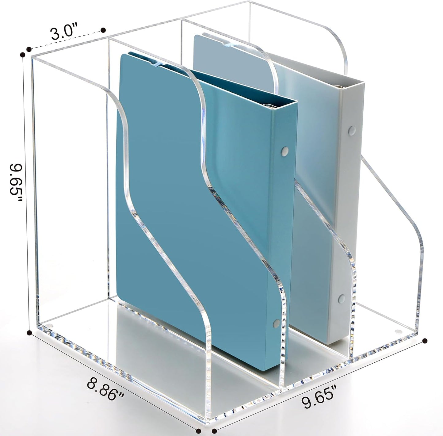 SANRUI 2-Pack Acrylic Magazine File Holder Desk Organizer Magazine Rack, Clear, Vertical File Sorter Holders, 9.45" D x 3.54" W x 10.24" H
