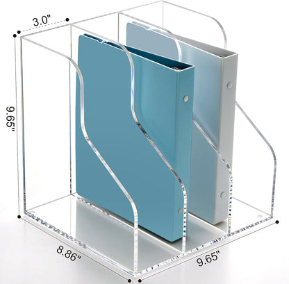 SANRUI 2-Pack Acrylic Magazine File Holder Desk Organizer Magazine Rack, Clear, Vertical File Sorter Holders, 9.45" D x 3.54" W x 10.24" H