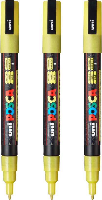 posca PC-3M Water-Based Paint Markers, Reversible Fine Tip (0.9-1.3mm), Pink, 3 Count