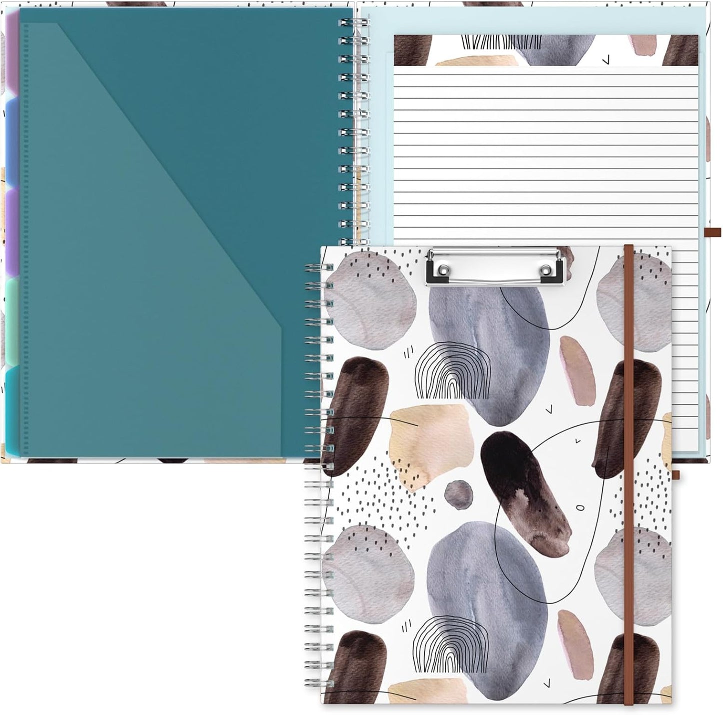 Hongri Clipboard Folio with Refillable Lined Notepad, 8.5 x 11 Folders with Storage 10 Pockets, Spiral Portfolio, Size 12.8X 9.7 in, Office & School Supplies, Skeleton