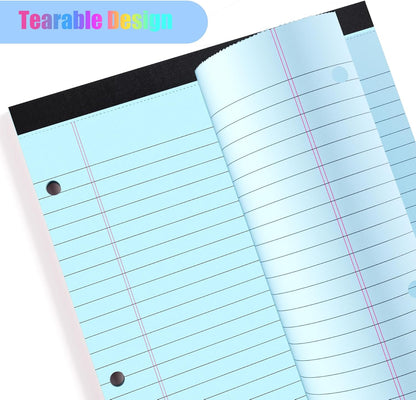 HAUTOCO 6 Pack 8.5 x 11 Legal Pads White Wide Ruled Notepads Perforated Writing Pads, 30 Sheets Per Notepad, 3-Hole Punched Paper, Writing Note Pads for School, Home, Office, Business