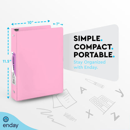 Enday 1.5 Inch Binder, Green - 1.5 Inch 3 Ring Binder, Round Ring Pastel with Clear View Cover for Letter Size 8.5 x 11'' Paper & 2 Inside Pockets, Ideal for School Supplies, Office, and Home