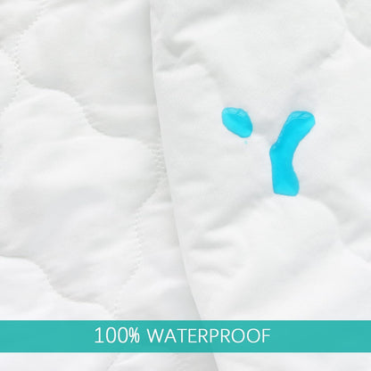 Crib Mattress Protector Sheets Fitted Waterproof Crib Mattress Pad Cover, Noiseless & Machine Wash 100% Absorbent Crib/Toddler Mattress Protector Sheet Quilted, White, 52" x 28"