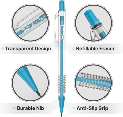 Mr. Pen- Art Mechanical Pencil Set, 5 Vintage Mechanical Pencils (0.3, 0.5, 0.7, 0.9, 2.0mm), 5 HB Lead Refills & 10 Eraser Refills, Precision Drawing Pencils for Sketching, Writing & Artwork