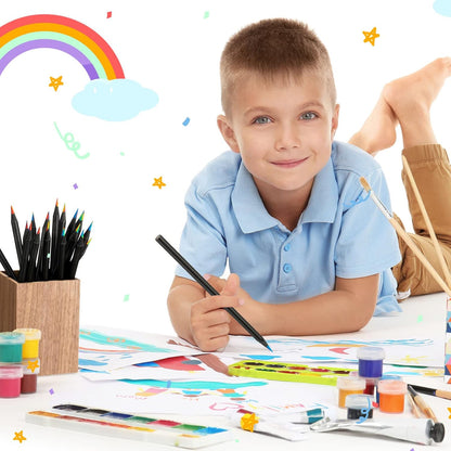 Teling 100 Pcs Rainbow Pencils for Kids, 7 in 1 Black Wooden Rainbow Multicolor Pencils Bulk School Classroom Art Supplies for Kids Adults Coloring Sketching Drawing