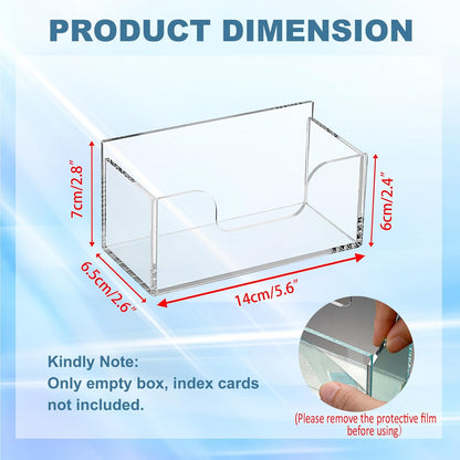 BTSKY 1 Pack Acrylic Index Card Holder Display Stand - 3X5 Inch Notecard Box Recipe Organizer, Clear Index Card Case for Office Desk Recipe Notecard Storage Box, Photo Holder Organizer