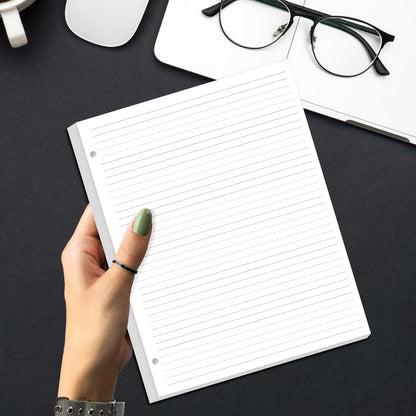 Unpunched Line Paper - 100 Sheets/200 Pages Loose Leaf Paper Line Refills, Letter Size, 100gsm, White, 8.5" x 11"