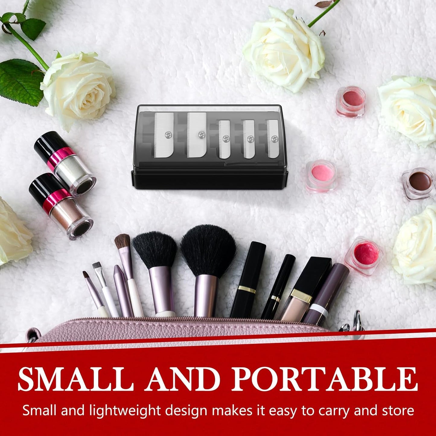 Honoson 2 Pcs 5 Hole Cosmetic Long Point Manual Pencil Sharpener with Plastic Lid Makeup Eyeliner Pencil Sharpener(Black)