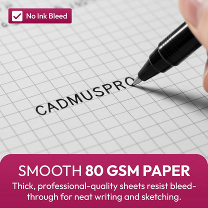 CADMUSPRO Graph Paper Pads 8.5x11 inch, 50 Sheets, Double-Sided, 80 GSM Quadrille Grid Math Notebook for students, Engineering Pad & Blueprint Drafting Paper, Architecture Sketch