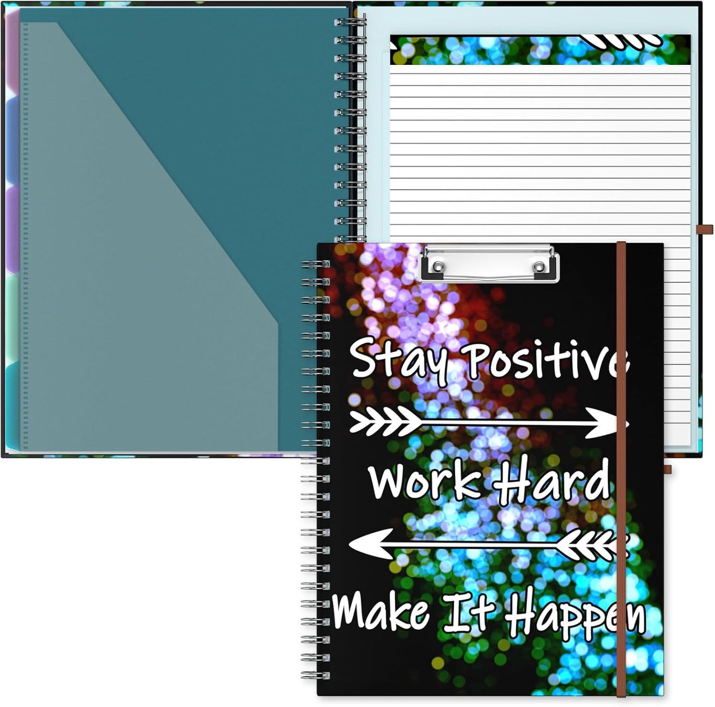 Hongri Clipboard Folio with Refillable Lined Notepad, 8.5 x 11 Folders with Storage 10 Pockets, Spiral Portfolio, Size 12.8X 9.7 in, Office & School Supplies, Skeleton