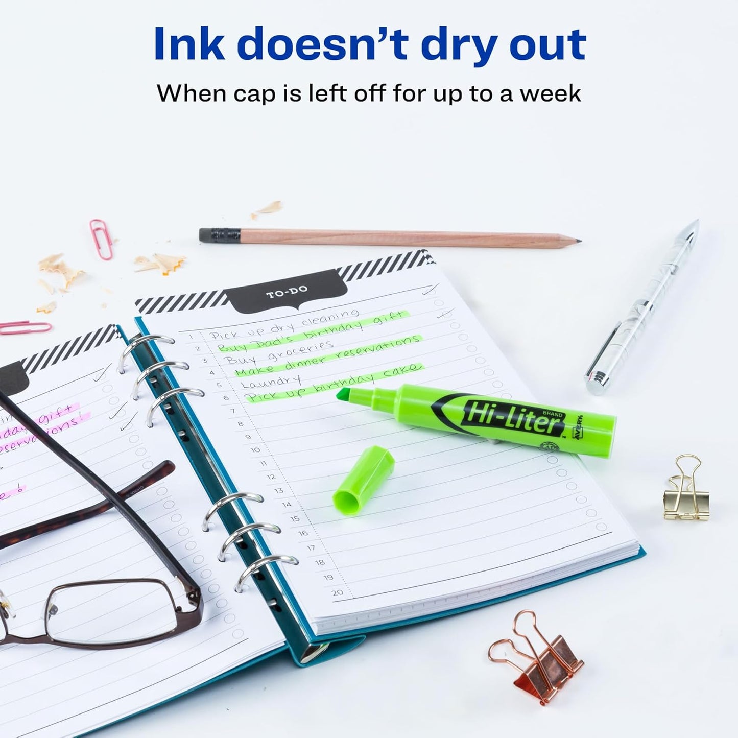 Avery Hi-Liter Desk-Style Highlighters, Smear Safe Ink, Chisel Tip, 12 Fluorescent Green Highlighters (24020)